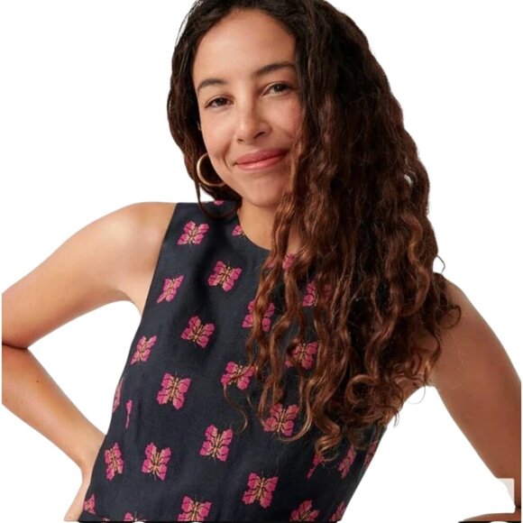 NWT J. Crew Dress Size 6 Blue Pink Butterfly Sheath Dress size 6 - Picture 2 of 9